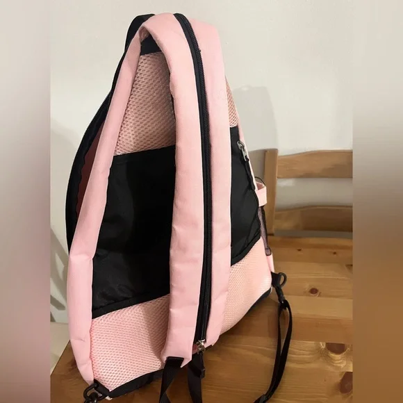 Pink Women's Canvas Backpack with Black Trim - Picture 6 of 8